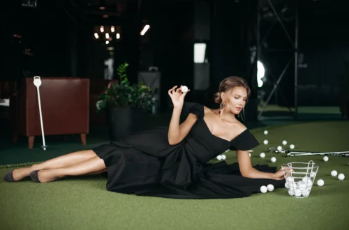 lady with missacc black prom dress