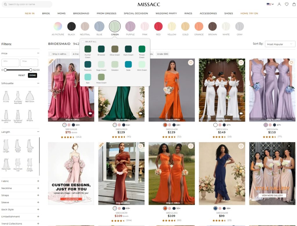 Missacc Collection missacc bridesmaid dresses